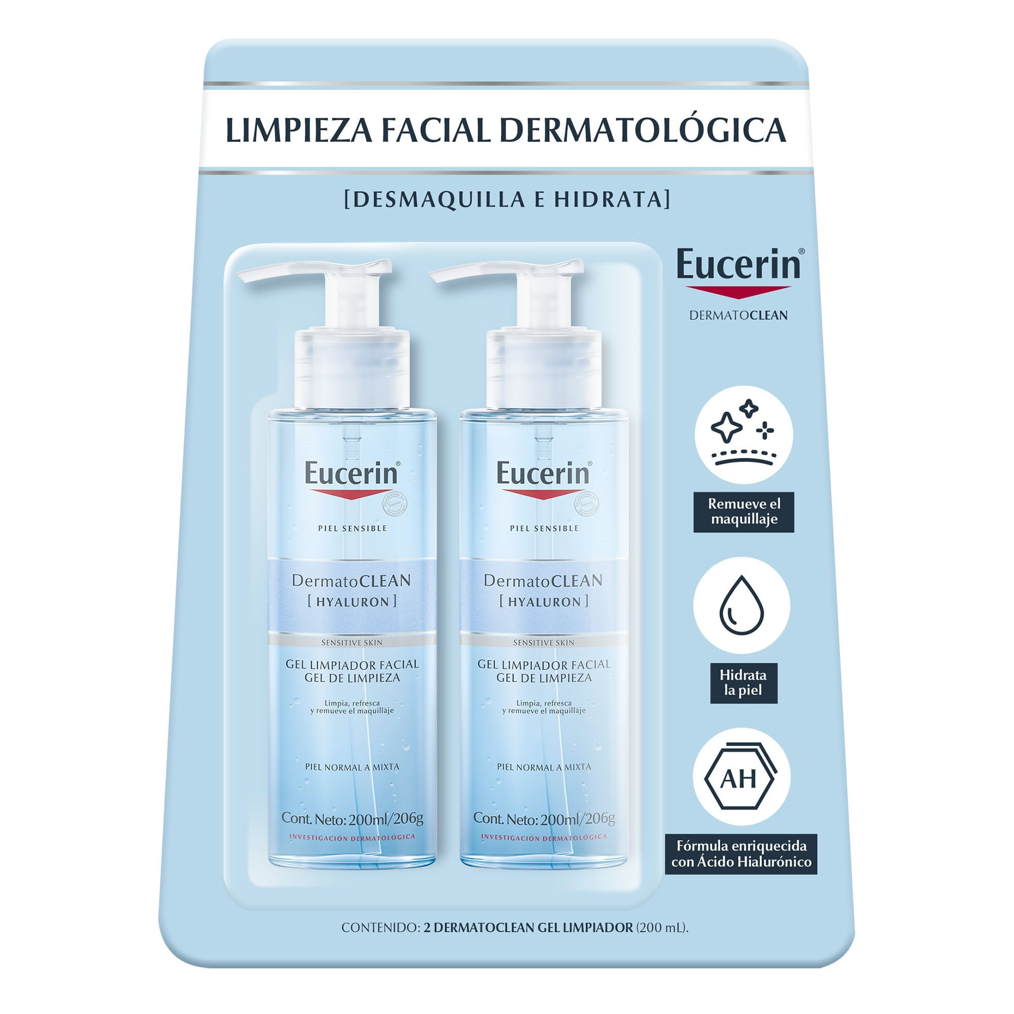 DermatoCLEAN [HIALURON] Gel Limpiador Piel normal o mixta Eucerin